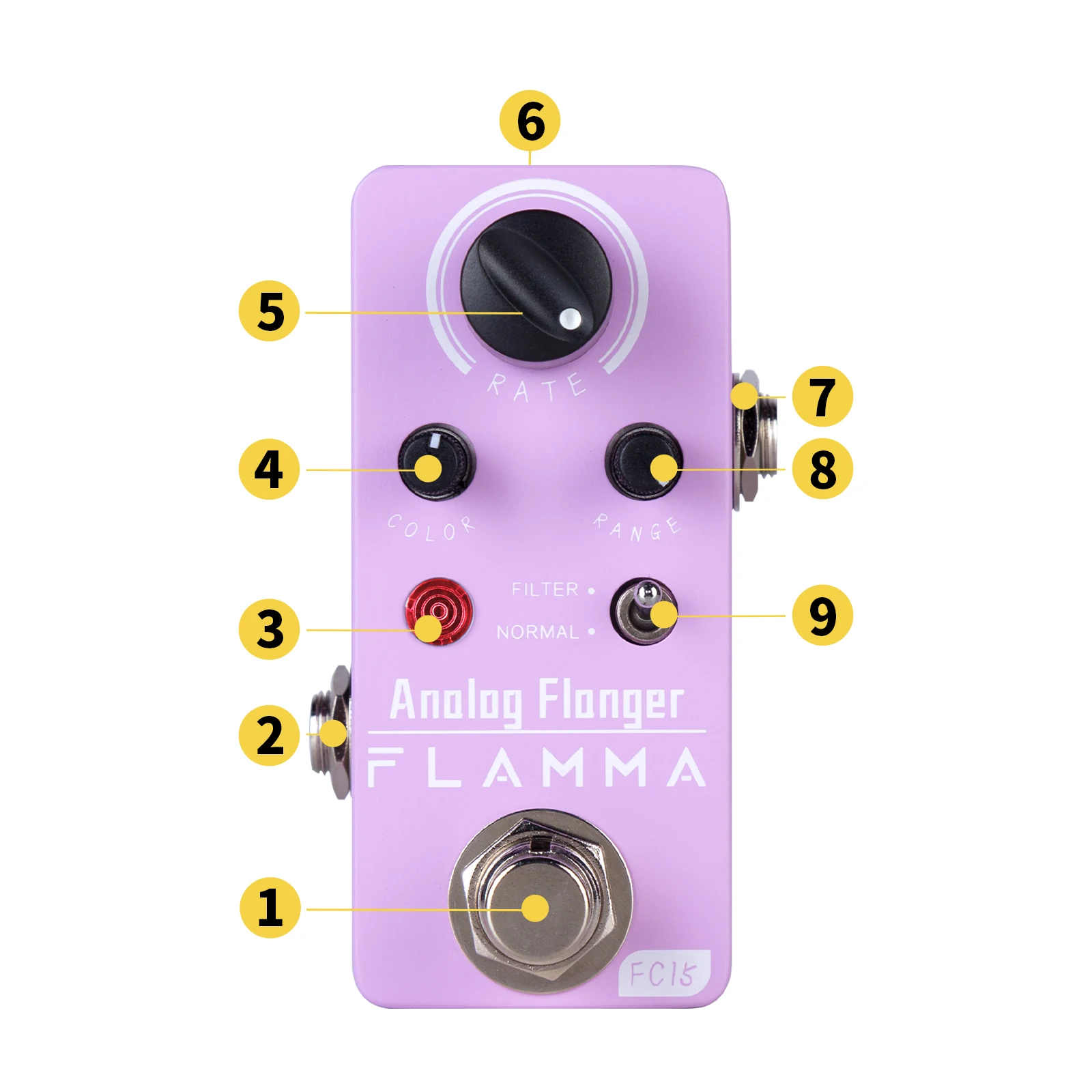 FLAMMA FC15 Analog Flanger Guitar Effects Pedal Normal and Filer Modes True Bypass Circuit