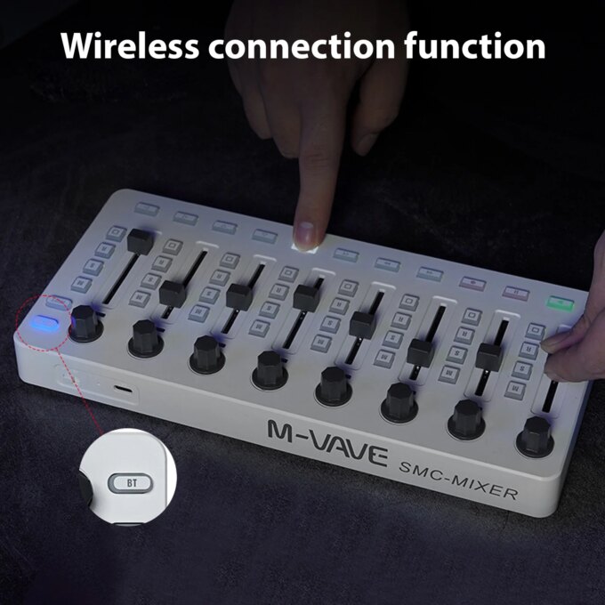 M-VAVE SMC-Mixer Wireless MIDI Controller Mixing Console BT Connection USB Controller Mixer for Most Electroacoustic Instruments - Image 3