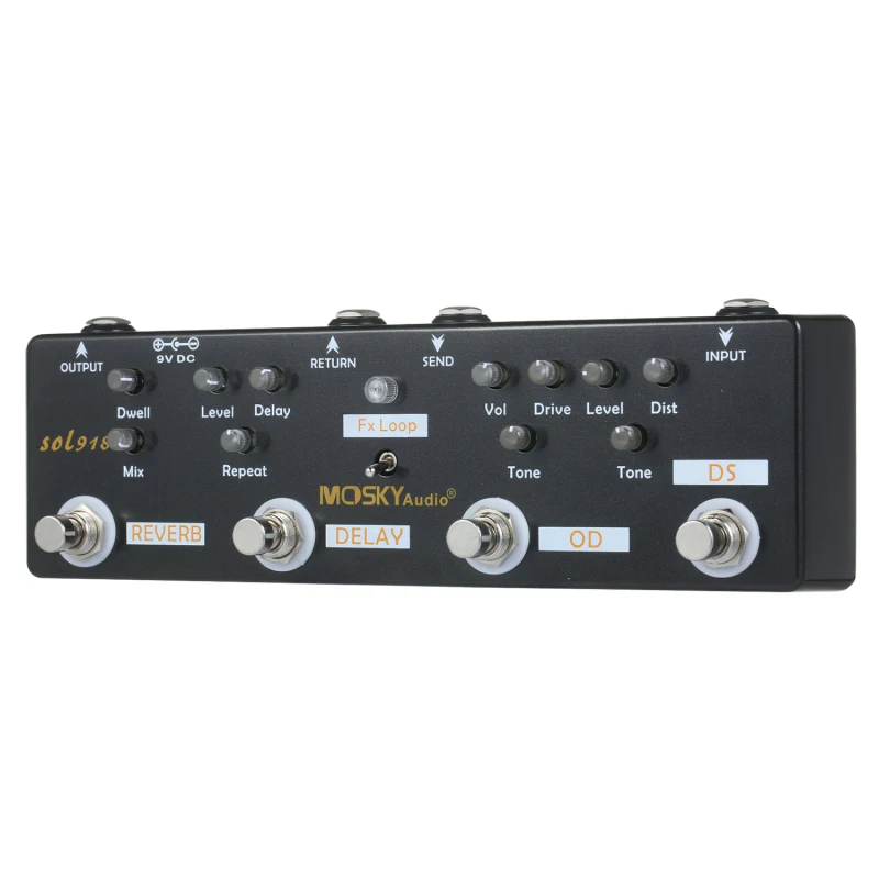 MOSKY Audio SOL918 5-in-1 Multi Effect Pedal Combined Effect Guitar Pedal True Bypass Multi-in-one Combined Effect