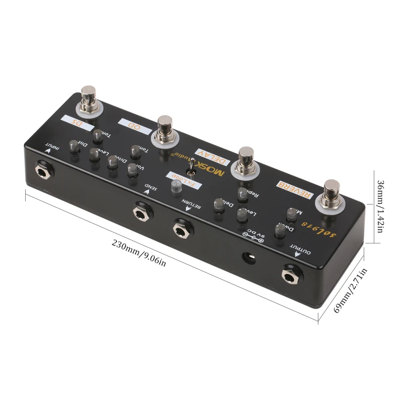 MOSKY Audio SOL918 5-in-1 Multi Effect Pedal Combined Effect Guitar Pedal True Bypass Multi-in-one Combined Effect