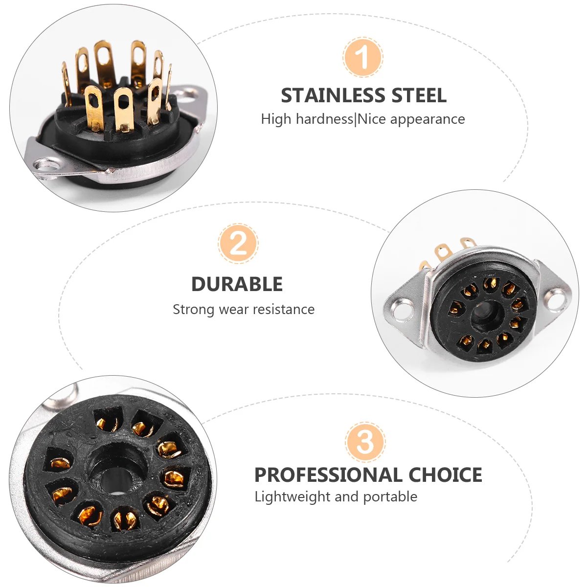 2 Pcs Guitar Audio Amplifier 9-Pin Electronic Tube Socket Base Instrument Music Plastic Wire Crimp Connectors
