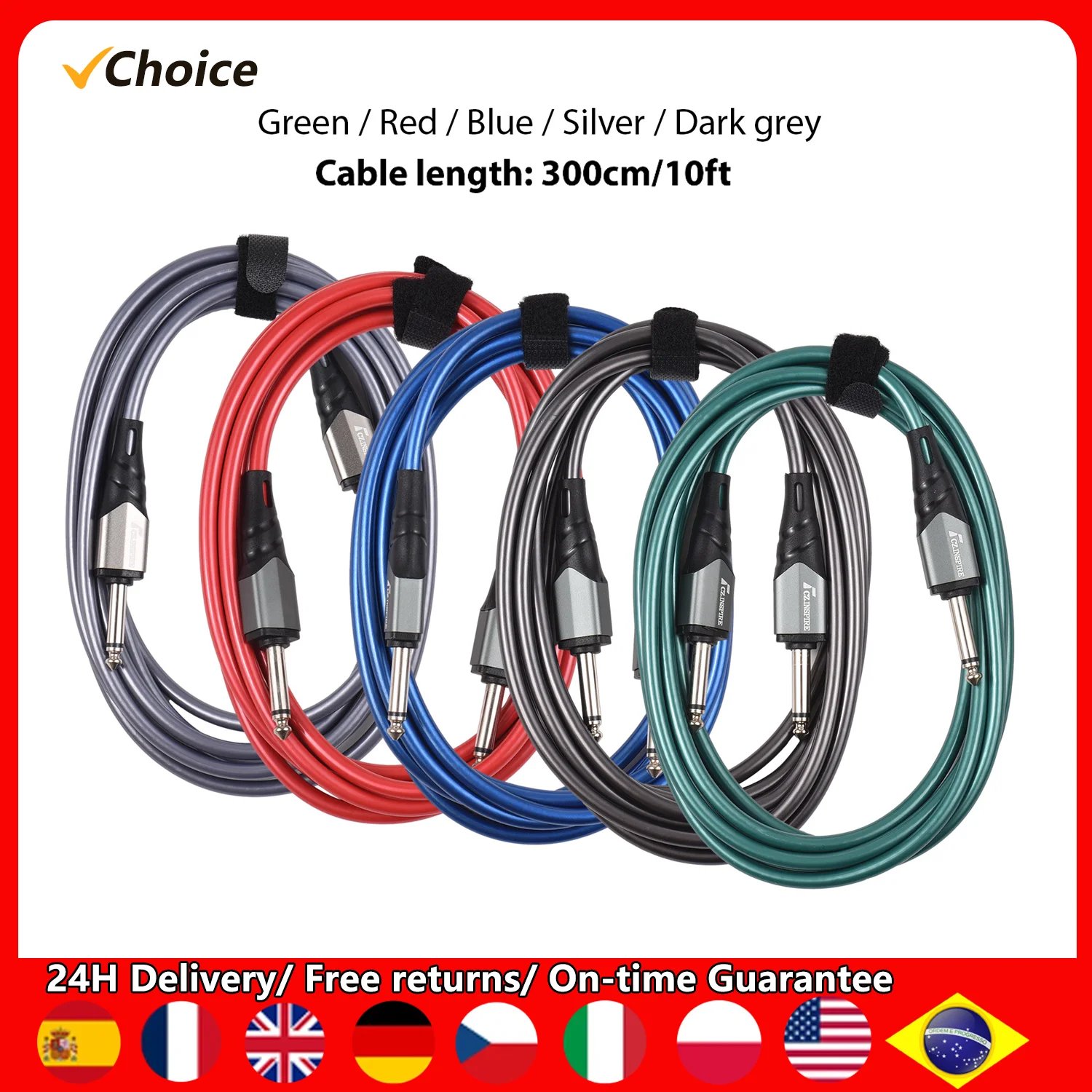 1/4 Inch Audio Instrument Cable 3M Dual Straight Interface 6.35mm Mono Waterproof Guitar Cable Audio Interconnect Cord