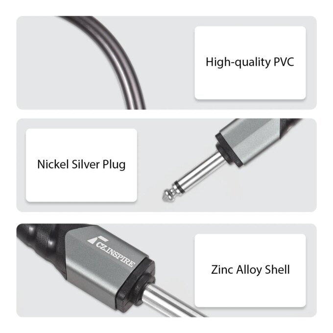 1/4 Inch Audio Instrument Cable 3M Dual Straight Interface 6.35mm Mono Waterproof Guitar Cable Audio Interconnect Cord - Image 3