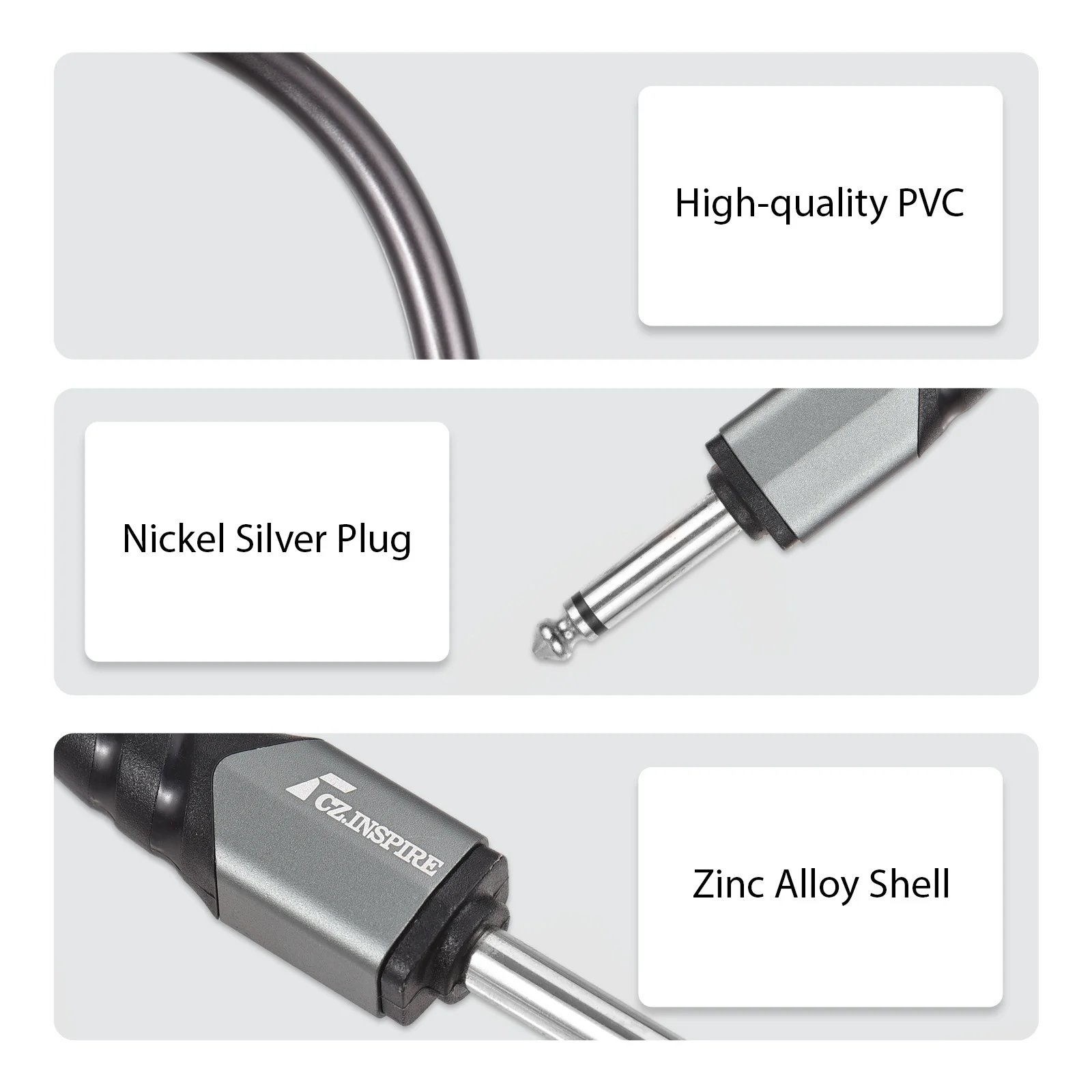 1/4 Inch Audio Instrument Cable 3M Dual Straight Interface 6.35mm Mono Waterproof Guitar Cable Audio Interconnect Cord