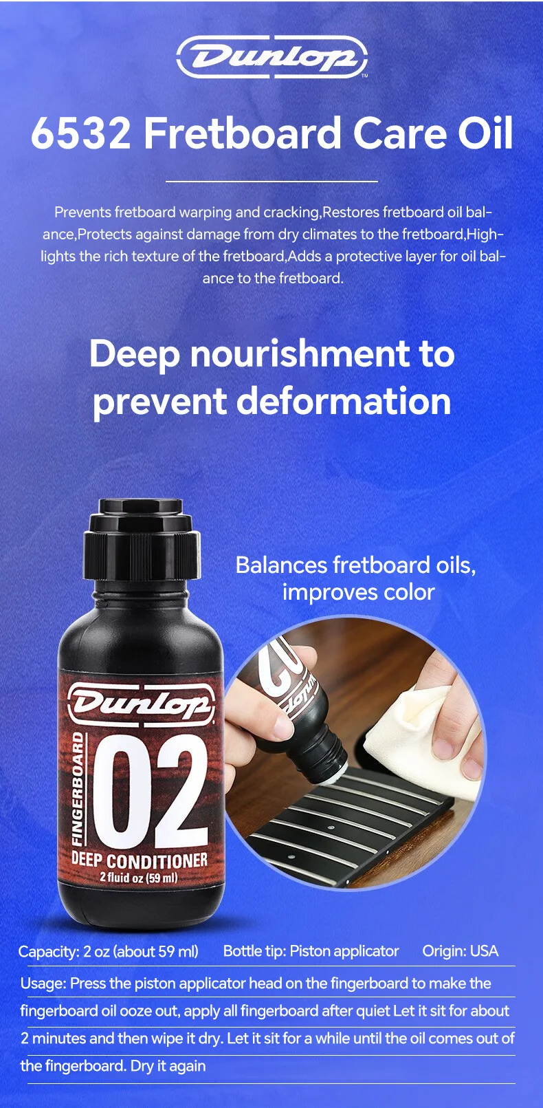 Dunlop Acoustic Guitar Frets Fretboard 65 Lemon Oil For Fingerboard Care 02 Deep Conditioner Body Clear  Plam Wax string oil