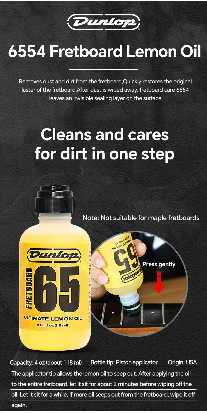 Dunlop Acoustic Guitar Frets Fretboard 65 Lemon Oil For Fingerboard Care 02 Deep Conditioner Body Clear  Plam Wax string oil
