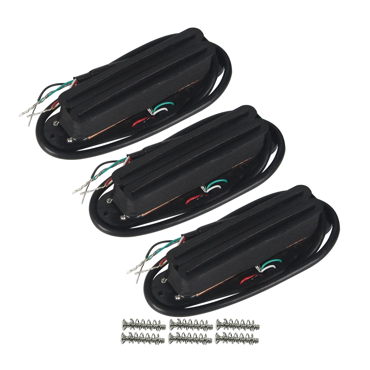FLEOR 3PCS SSS Pickup Set Single Coil Sized Guitar Rail Humbucker Pickup Hot Dual Rails Ceramic For ST Electric Guitar Parts