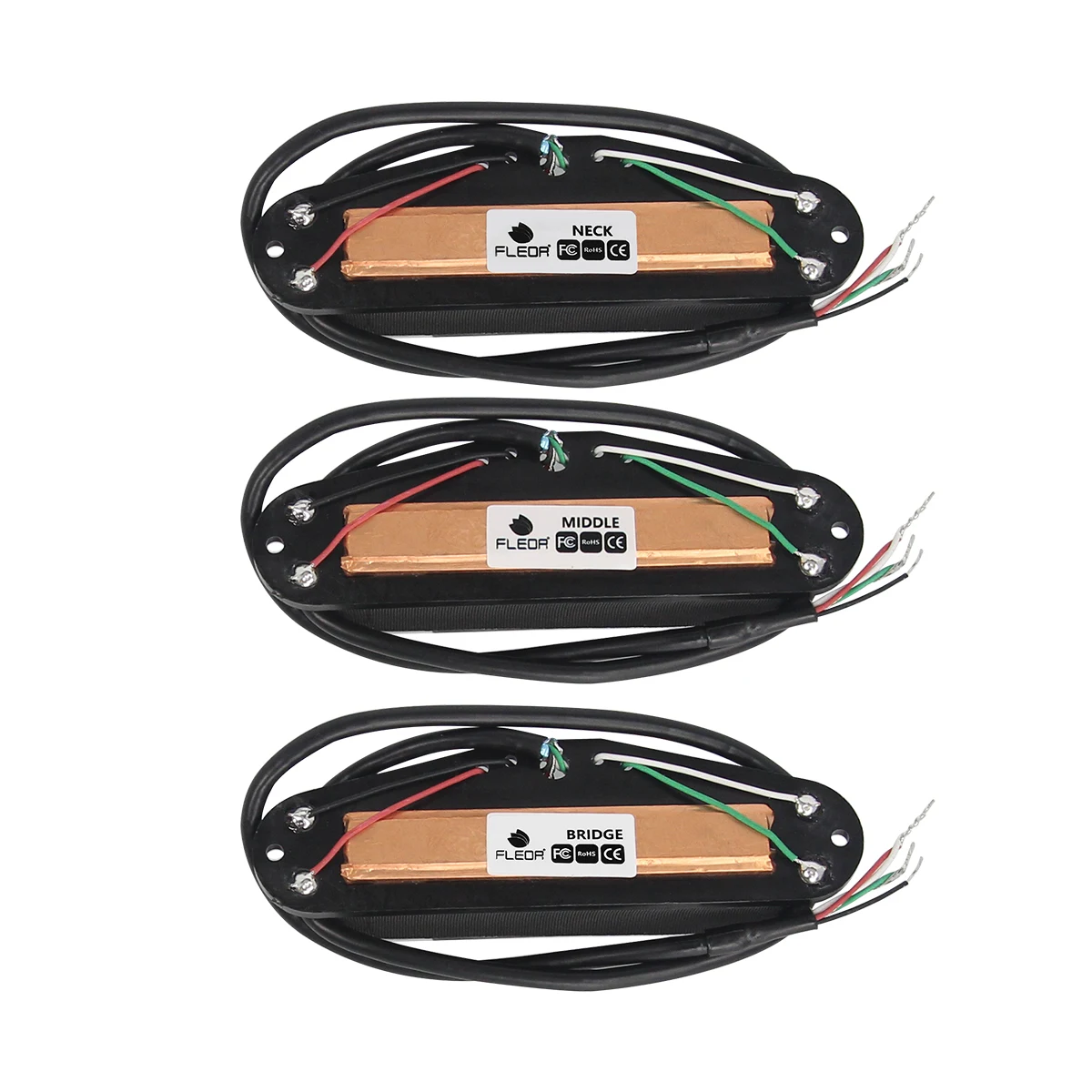 FLEOR 3PCS SSS Pickup Set Single Coil Sized Guitar Rail Humbucker Pickup Hot Dual Rails Ceramic For ST Electric Guitar Parts