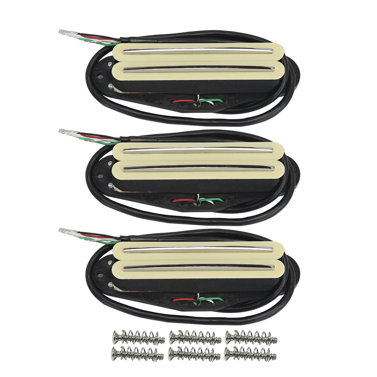 FLEOR 3PCS SSS Pickup Set Single Coil Sized Guitar Rail Humbucker Pickup Hot Dual Rails Ceramic For ST Electric Guitar Parts