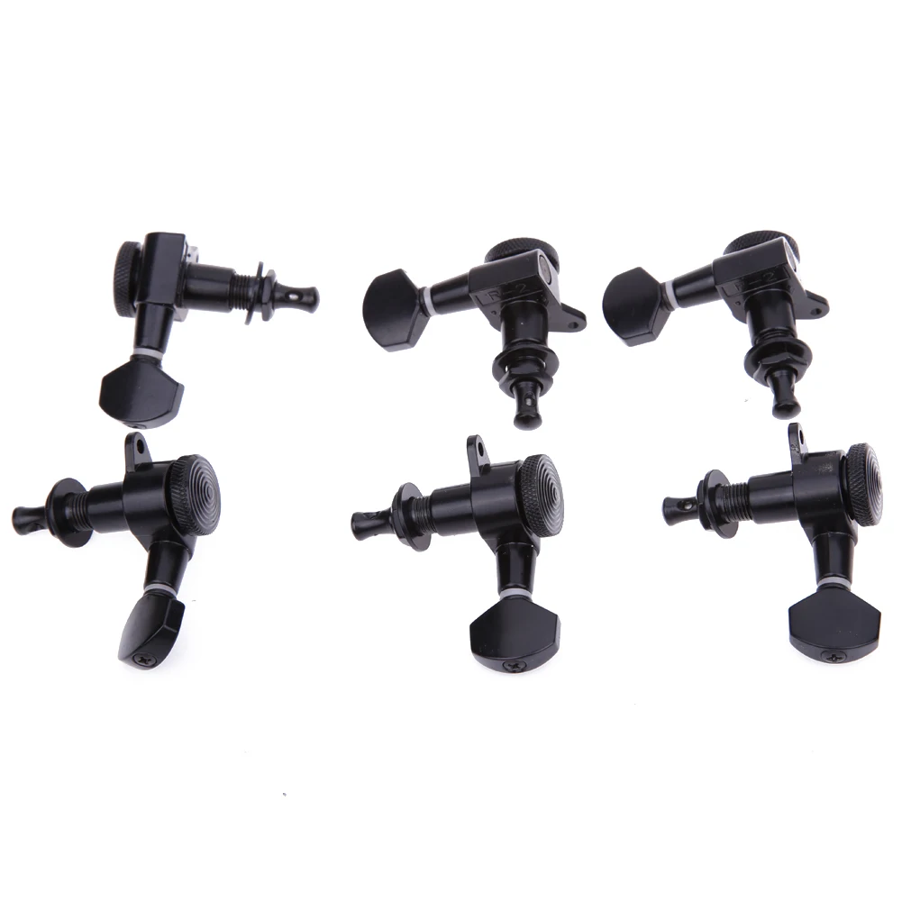 6Pcs Guitar String Pegs Black Locking Tuners Sealed Machine Heads Tuners for Acoustic Or Electric Guitar
