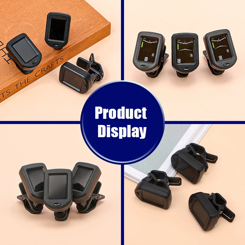 Electronic Clip-On Digital Guitar Tuner Colorful LCD Screen for Violin Bass Ukulele Chromatic Tuning Modes Bass
