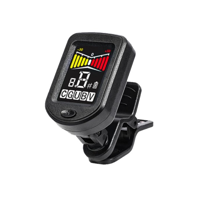 Electronic Clip-On Digital Guitar Tuner Colorful LCD Screen for Violin Bass Ukulele Chromatic Tuning Modes Bass