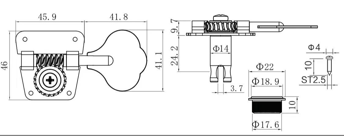 Guyker Bass Tuners 1:26 Ratio Open Gear Tuning Key Pegs Machine Head Replacement for Electric Jazz Bass or Precision Chrome