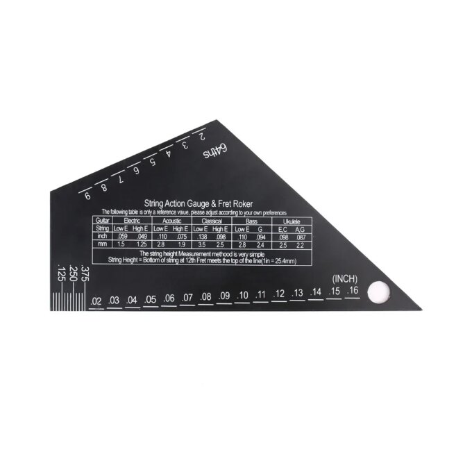 Guitar String Action Gauge Black Triangle Electric Guitar Leveling Gauge String Height Fret Rocker 1mm Thickness Stainless Steel