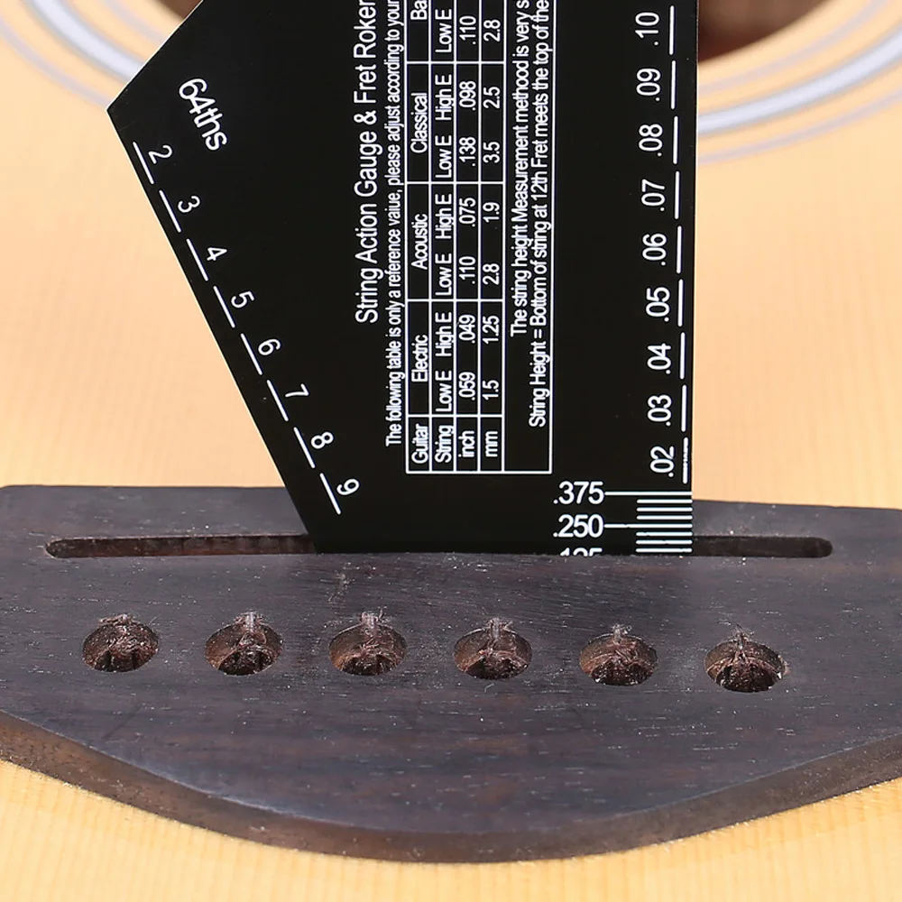 Guitar String Action Gauge Black Triangle Electric Guitar Leveling Gauge String Height Fret Rocker 1mm Thickness Stainless Steel