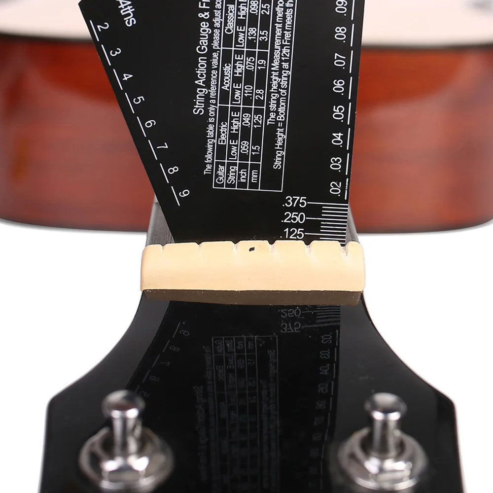 Guitar String Action Gauge Black Triangle Electric Guitar Leveling Gauge String Height Fret Rocker 1mm Thickness Stainless Steel