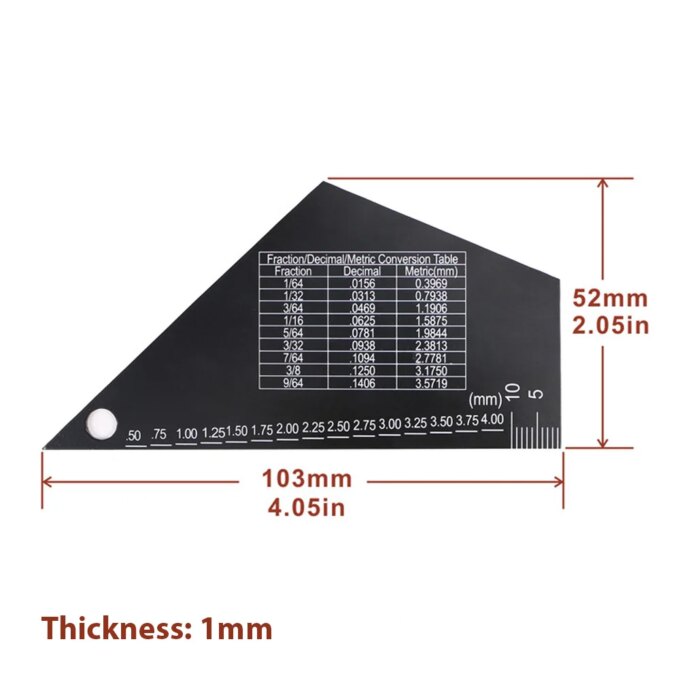 Guitar String Action Gauge Black Triangle Electric Guitar Leveling Gauge String Height Fret Rocker 1mm Thickness Stainless Steel - Image 2