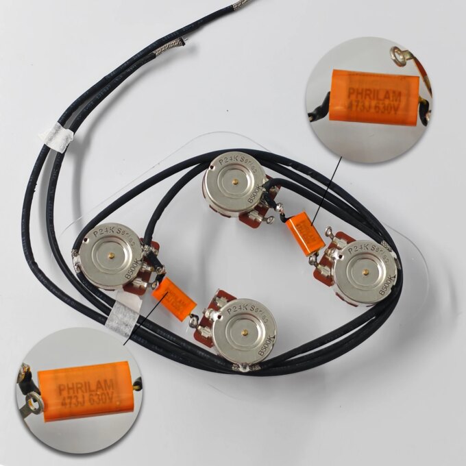 PHRILM Premium Prewired 2T2V Wiring Harness Kit with Separate Switch for LP style electric guitar or similar guitar parts - Image 2
