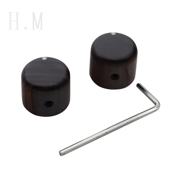 High end electric wood guitar with volume and tone, wood knob, rosewood ebony with point knob, potentiometer cap