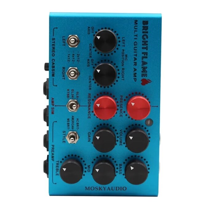 MOSKYAUDIO Audio Bright Flame Multi Guitar Amp Simulator Pedal Stereo Cabinet Sim Box Preamp DI Box Effect Pedal