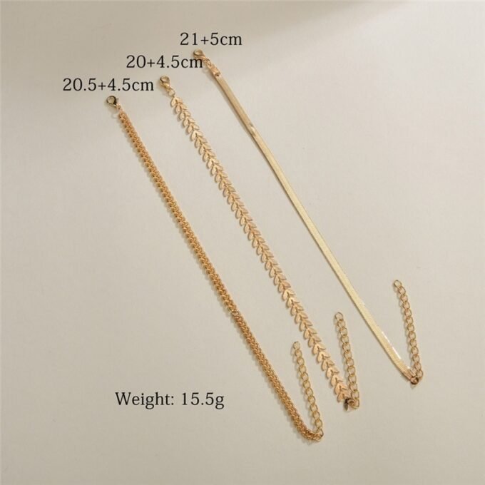 Simple Chain Anklet for Women 3 pcs Set - Image 5