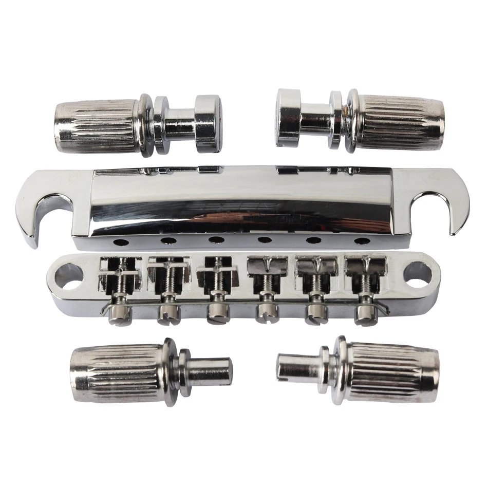1 Set of 6 Strings Guitar Tune-O-matic Bridge and Tailpiece with Posts for LP Electric Guitar 1 Set of 6 Strings Guitar Tune-O-matic Bridge and Tailpiece with Posts for LP Electric Guitar