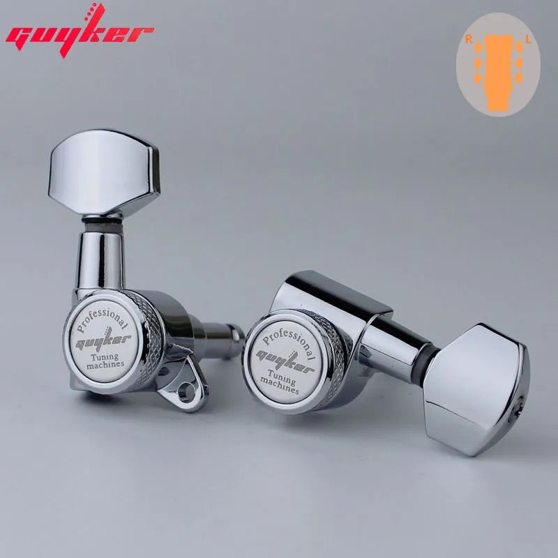 1 Set GUYKER Chrome Locking Guitar Machine Heads Tuners Gear Ratio 1:18 Made in Korea