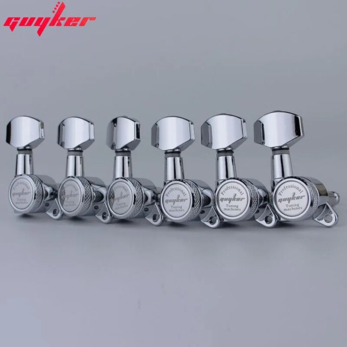1 Set GUYKER Chrome Locking Guitar Machine Heads Tuners Gear Ratio 1:18 Made in Korea - Image 2