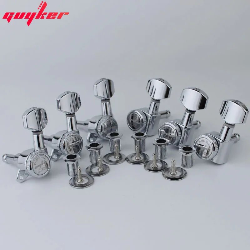 1 Set GUYKER Chrome Locking Guitar Machine Heads Tuners Gear Ratio 1:18 Made in Korea