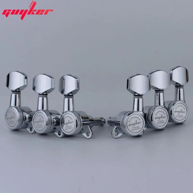 1 Set GUYKER Chrome Locking Guitar Machine Heads Tuners Gear Ratio 1:18 Made in Korea - Image 3