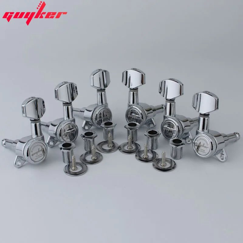 1 Set GUYKER Chrome Locking Guitar Machine Heads Tuners Gear Ratio 1:18 Made in Korea