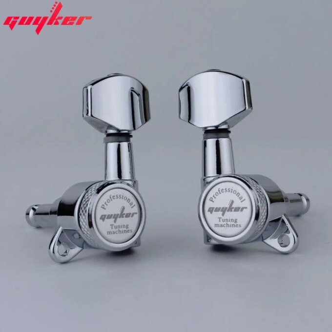1 Set GUYKER Chrome Locking Guitar Machine Heads Tuners Gear Ratio 1:18 Made in Korea - Image 5