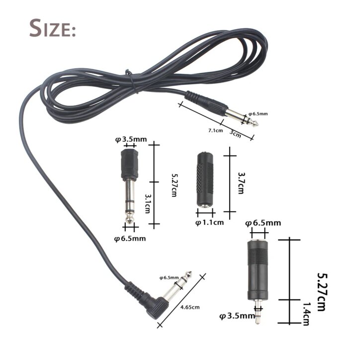 Guitar Cable 3m Connecting Cable for Electric Guitar Bass Keyboard Instrument Noise Reduction Audio Cable 6.35 3.5mm Plugs - Image 4
