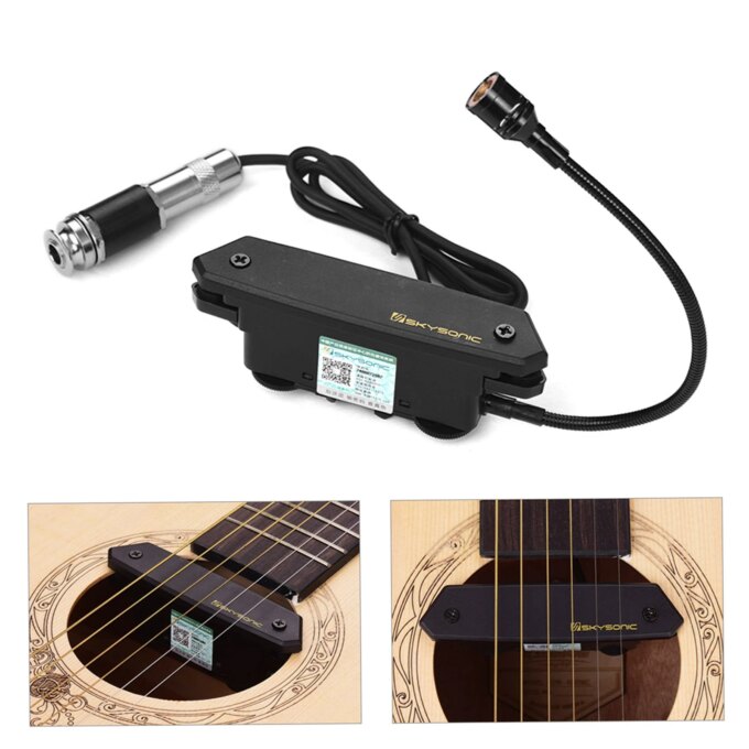 SKYSONIC T-902 Acoustic Guitar Active Soundhole Pickup Magnetic + Microphone Dual Pickup Systems with Volume Controls - Image 4