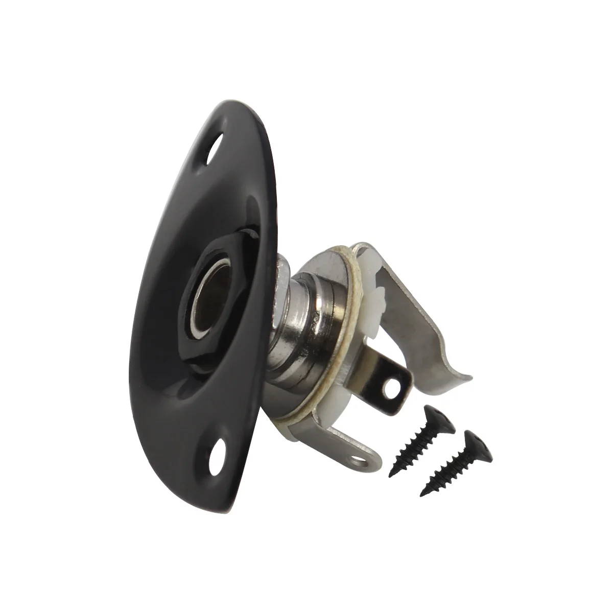 FLEOR 1PCS Oval Guitar Output Jack Socket 1/4'' 6.35mm Mono Jack for Electric Guitar, Chrome/Black