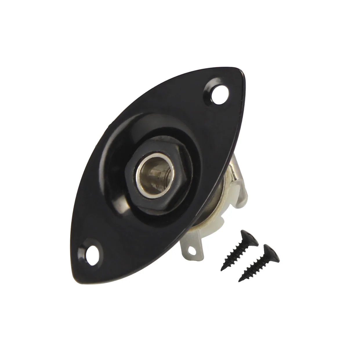 FLEOR 1PCS Oval Guitar Output Jack Socket 1/4'' 6.35mm Mono Jack for Electric Guitar, Chrome/Black