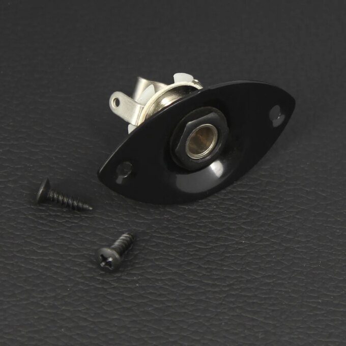 FLEOR 1PCS Oval Guitar Output Jack Socket 1/4'' 6.35mm Mono Jack for Electric Guitar, Chrome/Black - Image 6