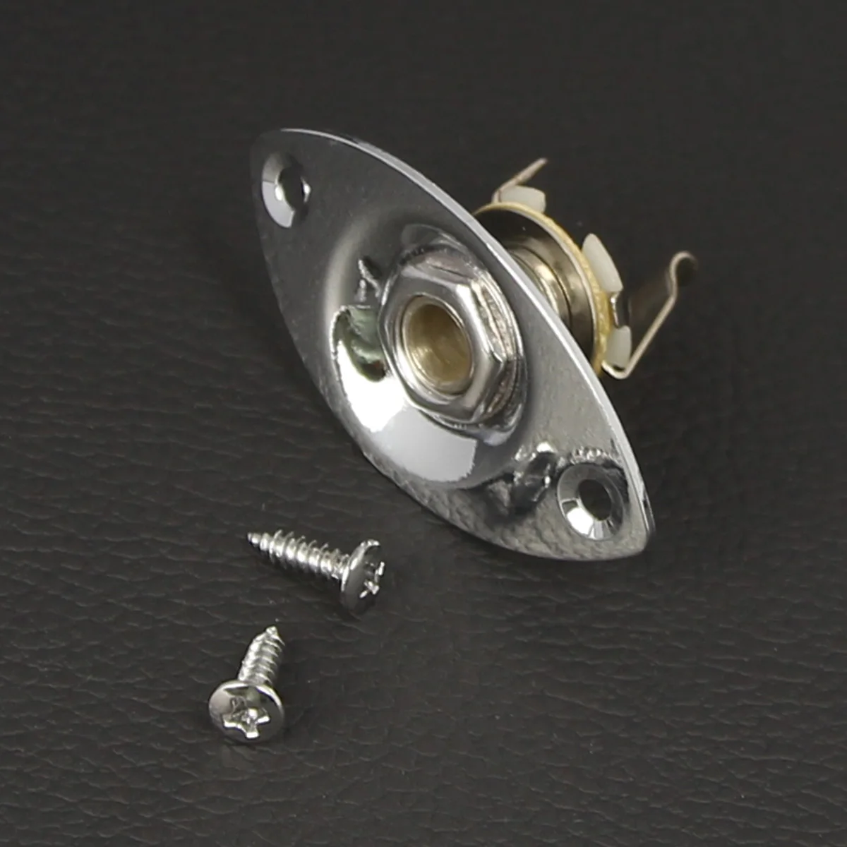FLEOR 1PCS Oval Guitar Output Jack Socket 1/4'' 6.35mm Mono Jack for Electric Guitar, Chrome/Black
