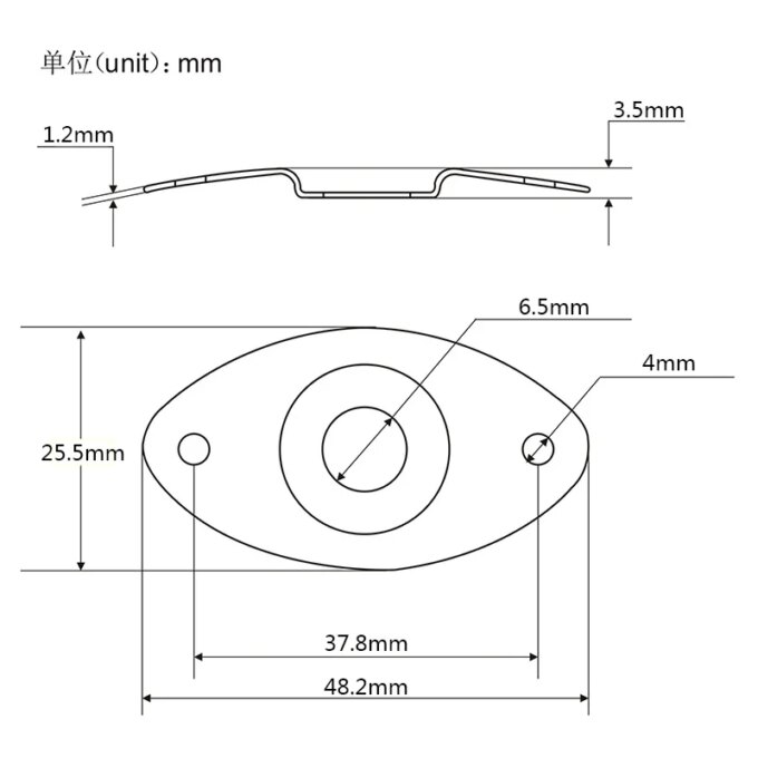 FLEOR 1PCS Oval Guitar Output Jack Socket 1/4'' 6.35mm Mono Jack for Electric Guitar, Chrome/Black - Image 4