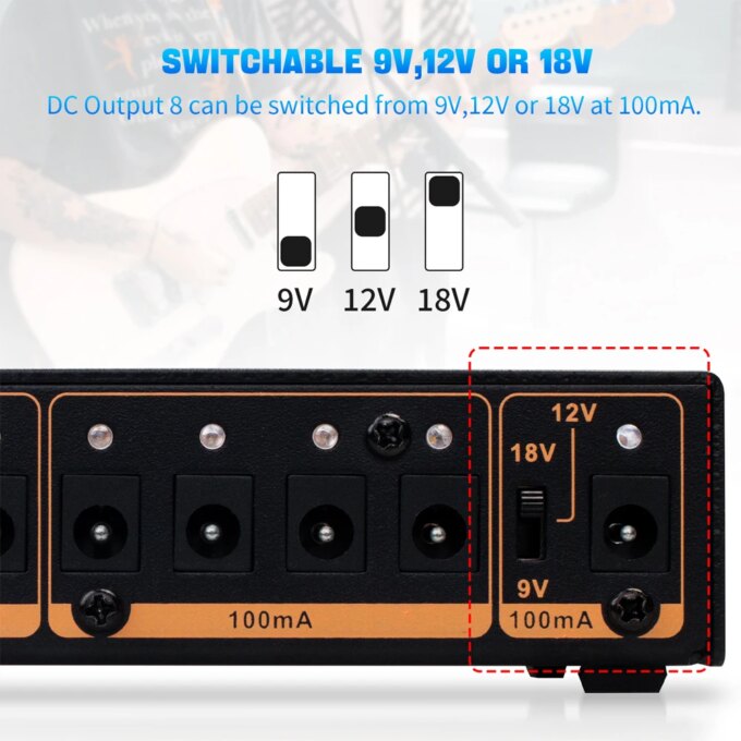 JOYO JP-05 Guitar Effect Pedal Power Supply Rechargeable 4400mAh Battery 8 Isolated DC Outputs 9V 12V 18V Guitar Effect Power - Image 3