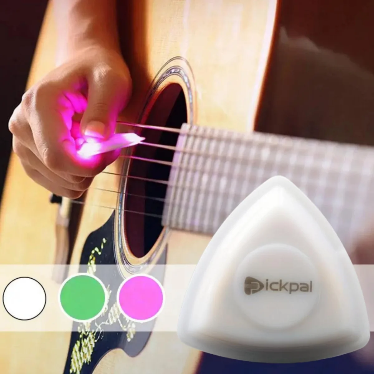 Miwayer LED Luminous Guitar Pick 1 pcs - ABS Electric Guitar Picks With Three-Color Light Options (White/Green/Purple)