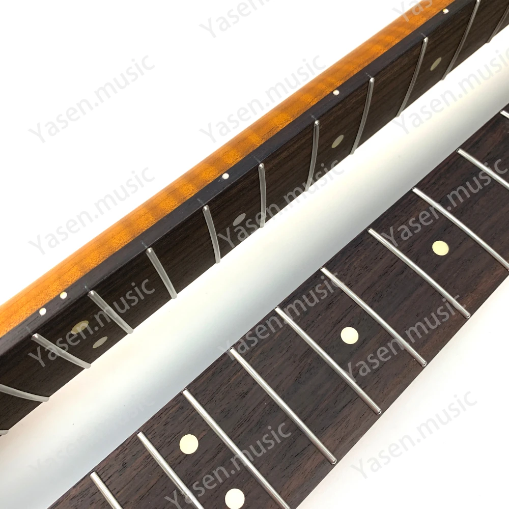 ST Guitar Neck 22 Frets Tiger Flame Maple Roasted Satin Finish Electric Guitar Neck with Rosewood Fretboard for Guitar Parts