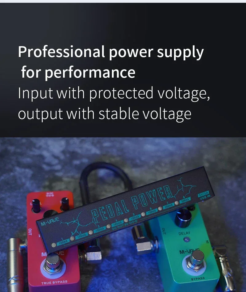 M-VAVE PEDAL POWER Electric Guitar Effect Pedal Power Supply 10 Isolated DC Outputs For 9V Effect Pedal Guitar Accessories Parts M-VAVE PEDAL POWER Electric Guitar Effect Pedal Power Supply 10 Isolated DC Outputs For 9V Effect Pedal Guitar Accessories Parts