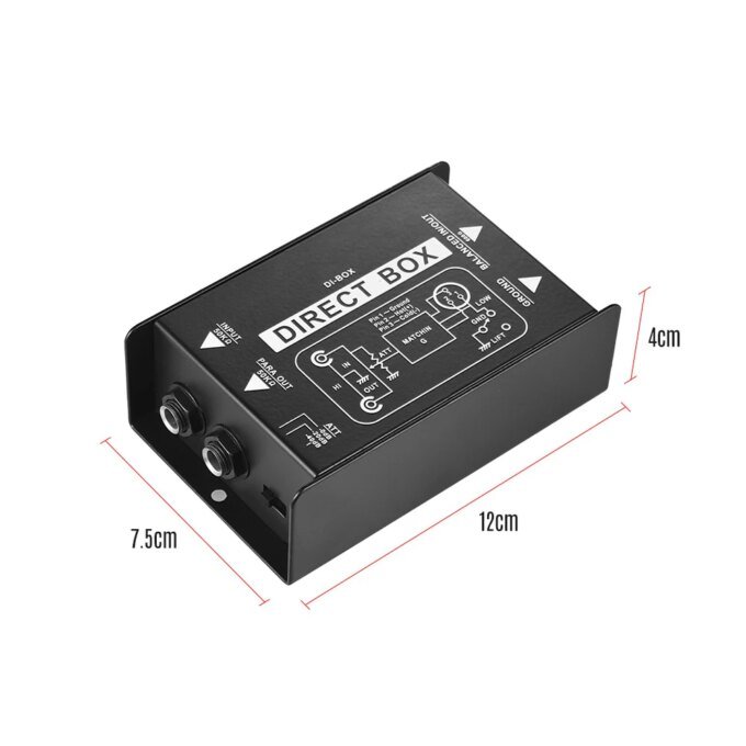 Professional Single Channel Passive DI-Box Direct Injection Audio Box Balanced & Unbalance Signal Converter with XLR TRS Interfa - Image 2