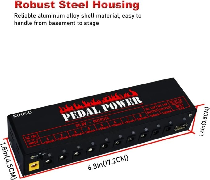 Koogo Guitar Effects Pedal Power Supply 10 Isolated DC Source Output 1USB 5V Port  Effector Power Supply  9V 12V 18V PedalBoard - Image 2