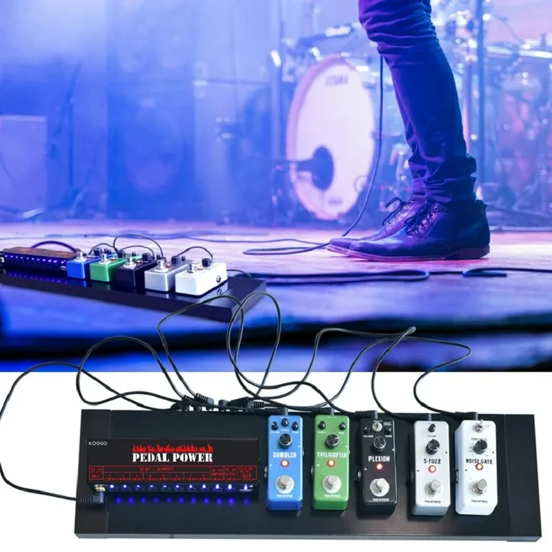 Koogo Guitar Effects Pedal Power Supply 10 Isolated DC Source Output 1USB 5V Port  Effector Power Supply  9V 12V 18V PedalBoard