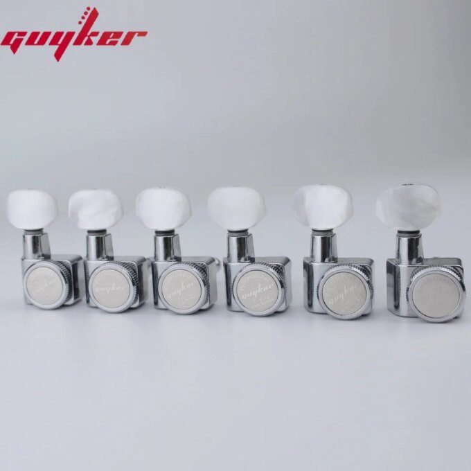 1 Set GUYKER 6 In-line Machine Heads No Screws 1:18 Locking Tuning Key Pegs Tuners 6R
