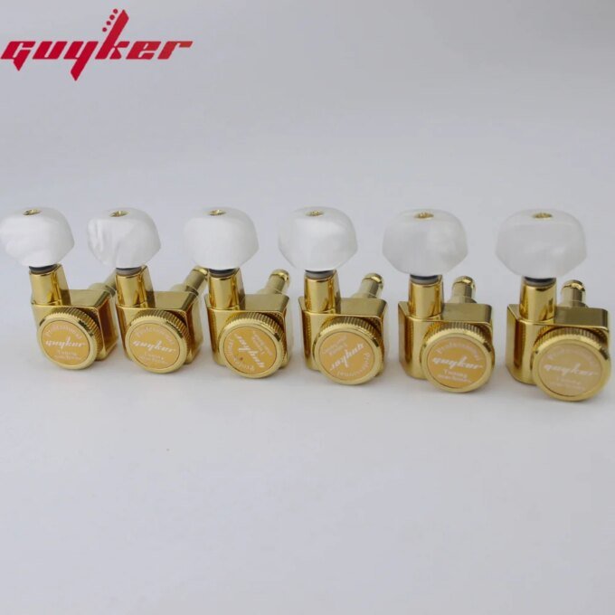 1 Set GUYKER 6 In-line Machine Heads No Screws 1:18 Locking Tuning Key Pegs Tuners 6R - Image 3