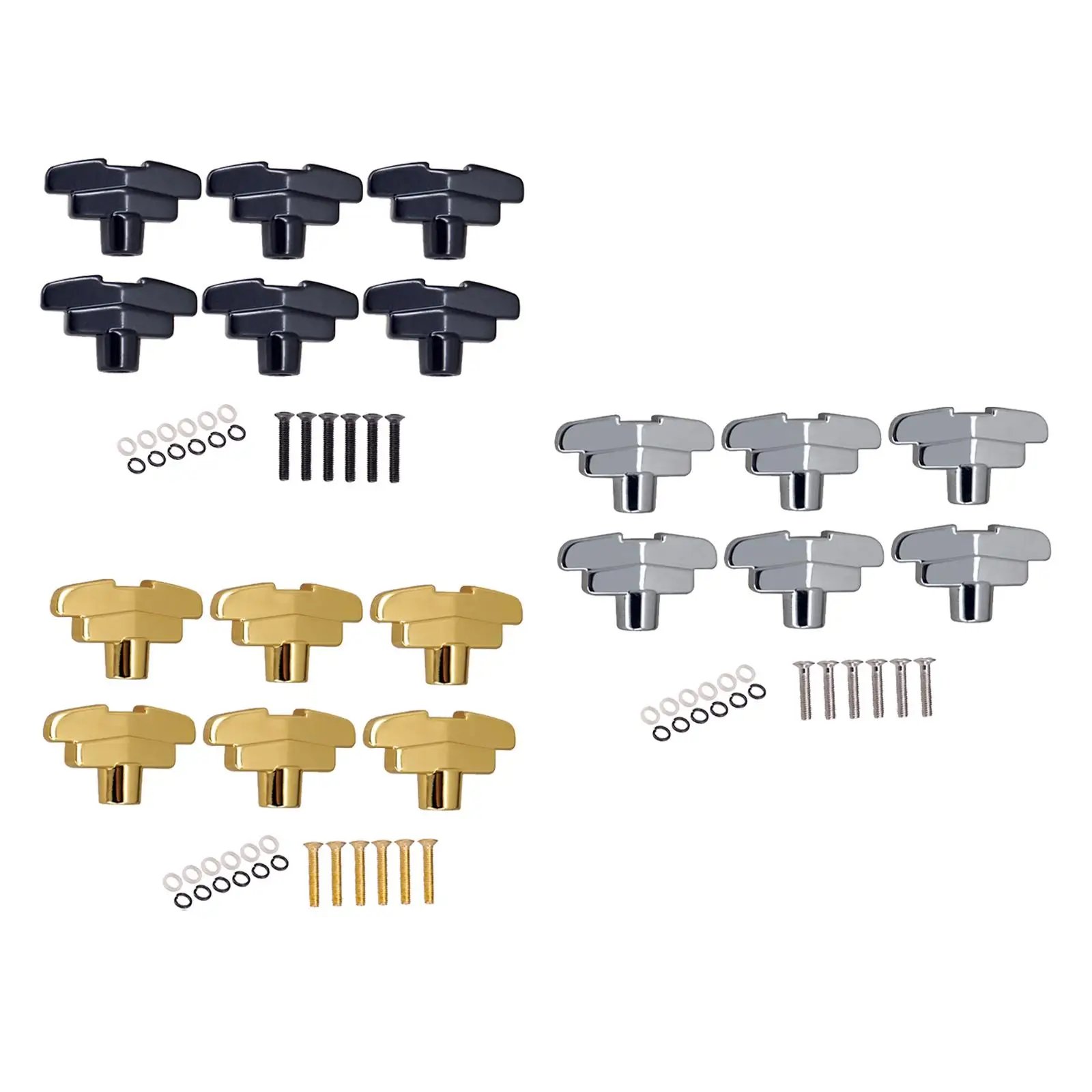 6 Pcs Guitar Peg Button Replace Parts with Screws Tuners Machine Heads Knobs Musical Instruments Accessories