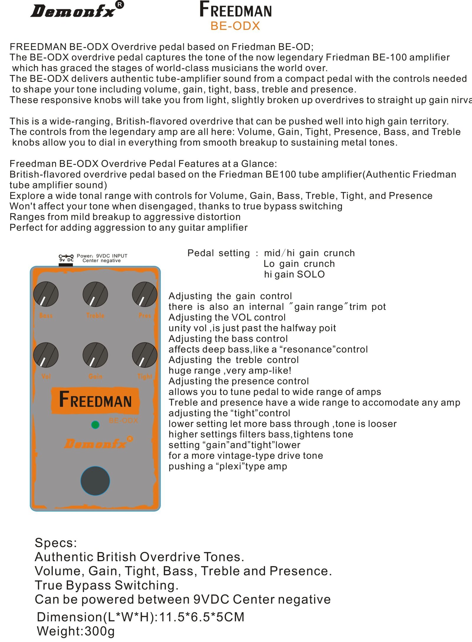 NEW Demonfx High Quality Guitar Bass Effect Pedal Overdrive Distortion Compressor Delay Chorus AutoWah Pedal